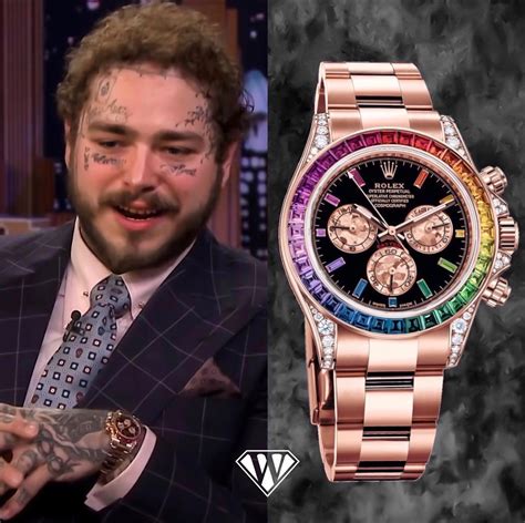 post malone rolex rainbow|Rolex rainbow daytona rose gold.